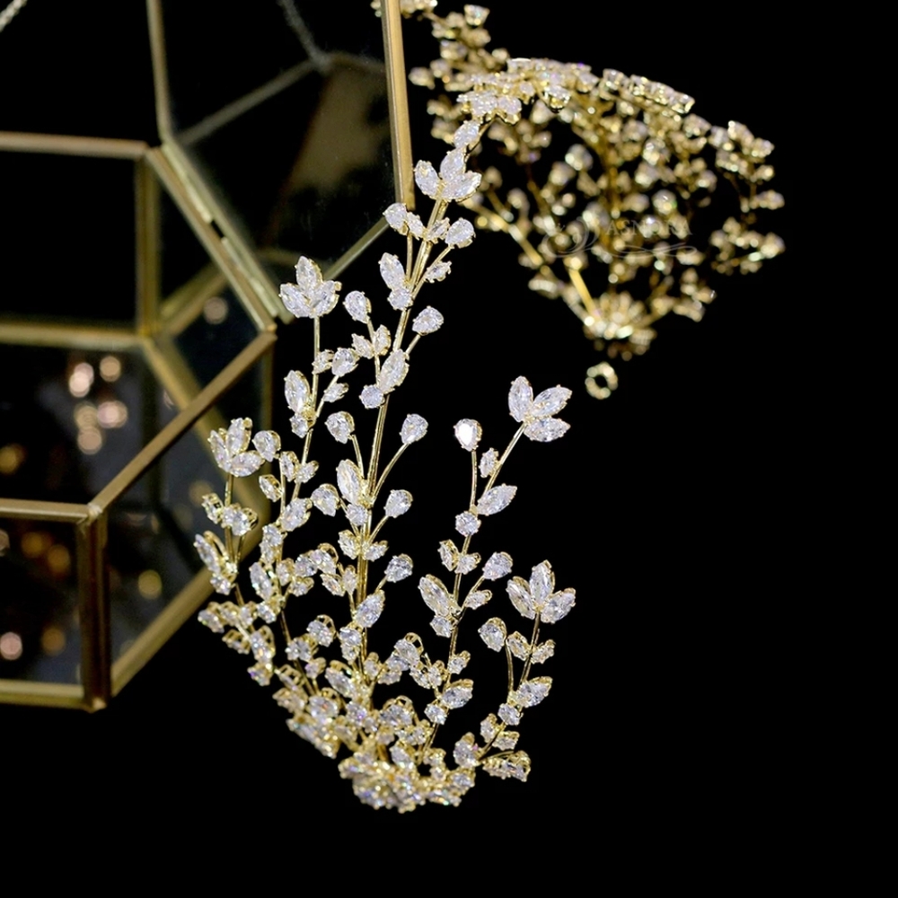 Swarovski crystal gold head piece for wedding